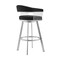 Armen Living Bronson 29" Black Faux Leather and Brushed Stainless Steel Swivel Bar Stool 721535762217 - alternate 3